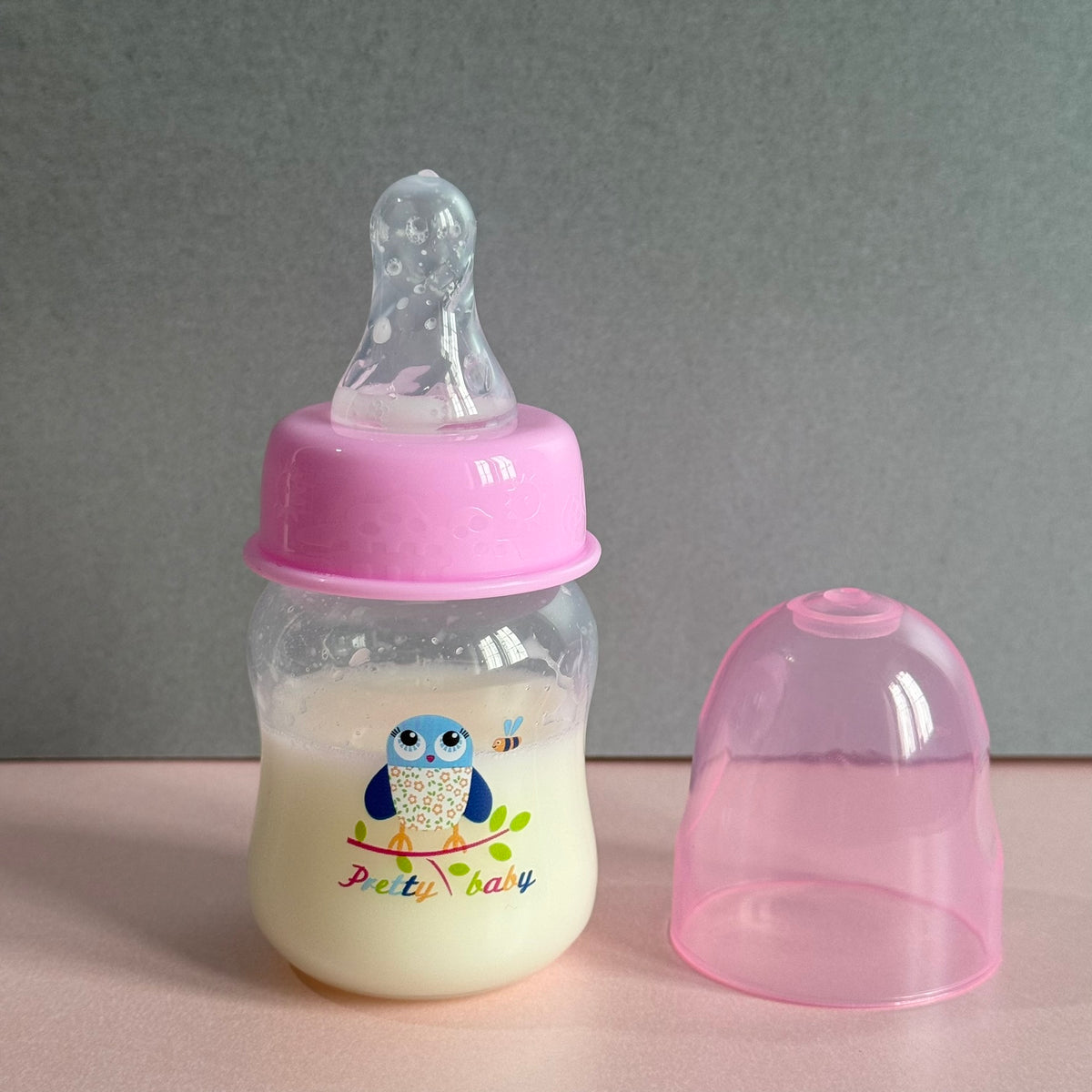 Pink Owl Printed Reborn Fake Milk Bottle 60ml