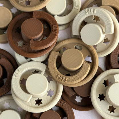 POPS by Granny P Mocha Hearts Reborn Reversible Magnet Dummy / Pacifier