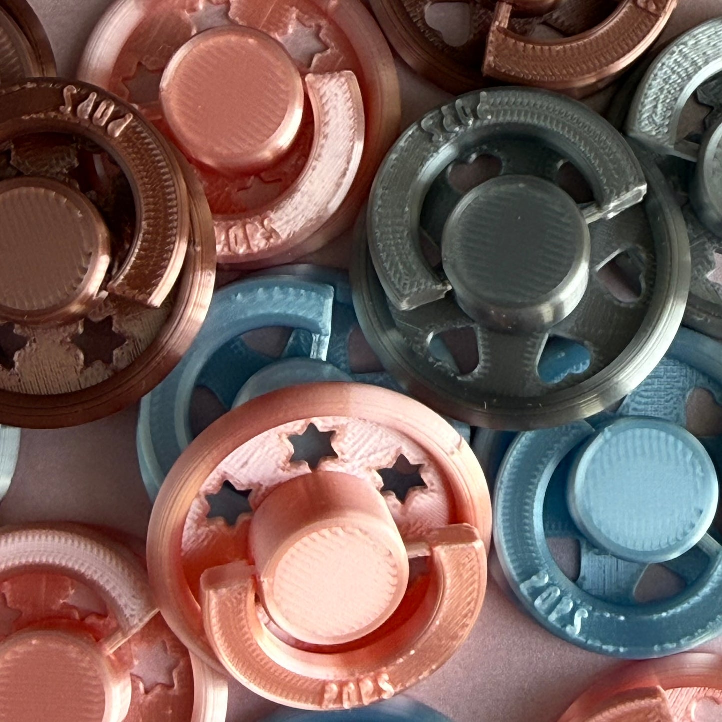 POPS by Granny P Silk Blue Stars Reborn Reversible Magnet Dummy / Pacifier