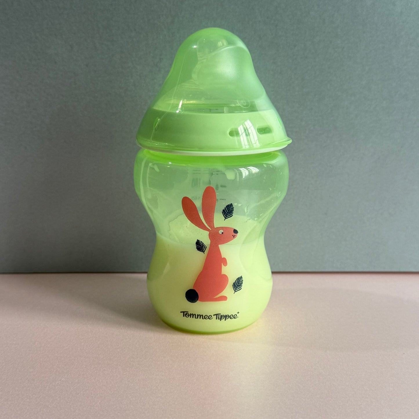 Tommee Tippee Green Rabbit Reborn Fake Milk Bottle 9oz