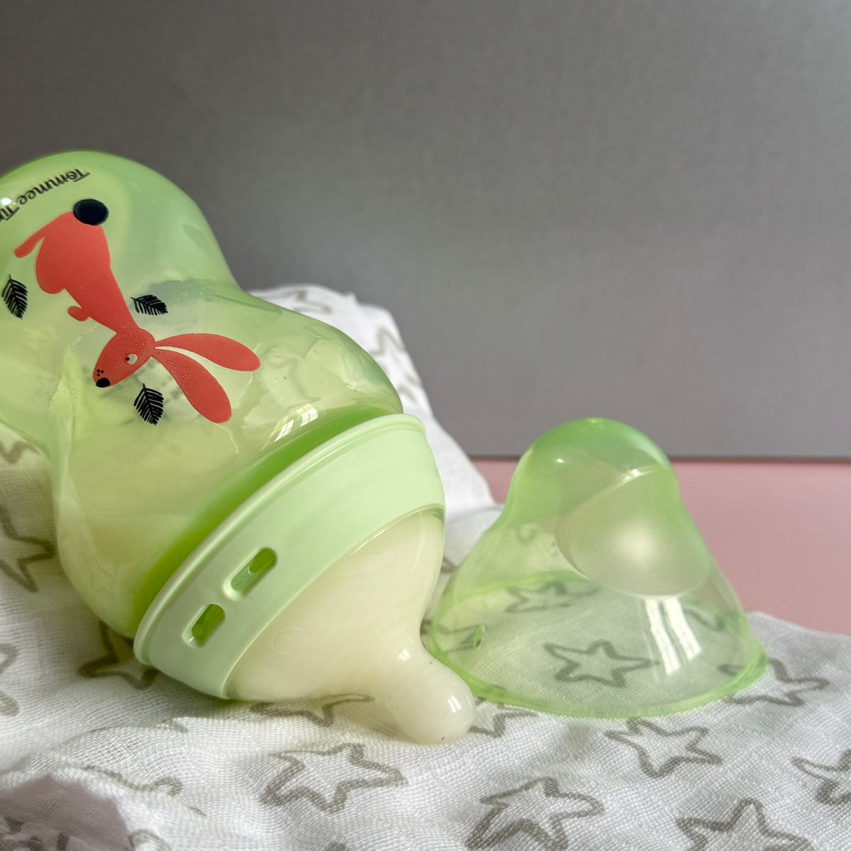 Tommee Tippee Green Rabbit Reborn Fake Milk Bottle 9oz