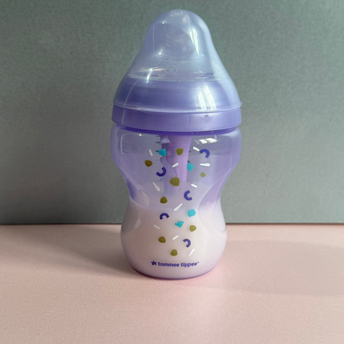 Tommee Tippee Lilac Anti Colic Reborn Fake Milk Bottle 9oz