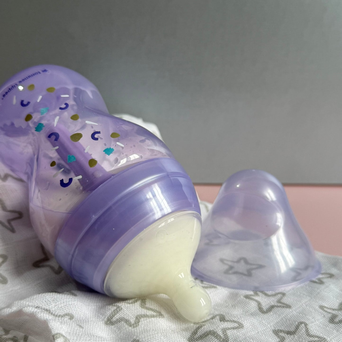 Tommee Tippee Lilac Anti Colic Reborn Fake Milk Bottle 9oz