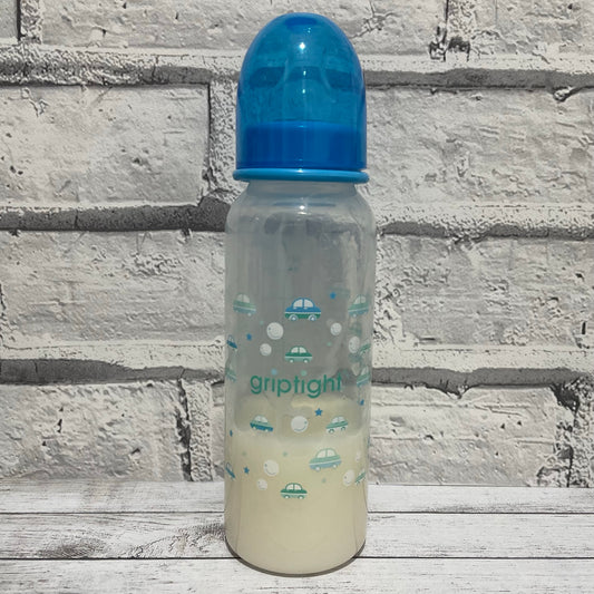 Griptight Blue Cars Reborn Fake Milk Bottle 8oz