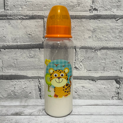 Orange Cheetah Reborn Fake Milk Bottle 8oz