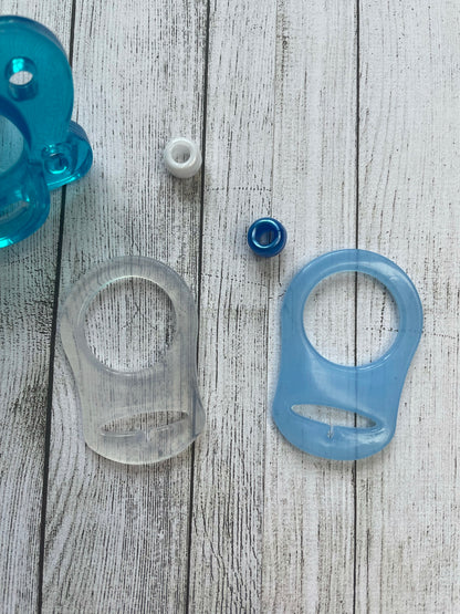 Pale Blue, Silver & White Personalised Reborn Dummy Clip 06