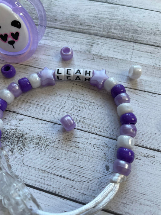 Purple & White Personalised Reborn Dummy Clip 10