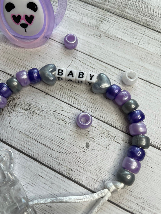 Purple & Silver Personalised Reborn Dummy Clip 13