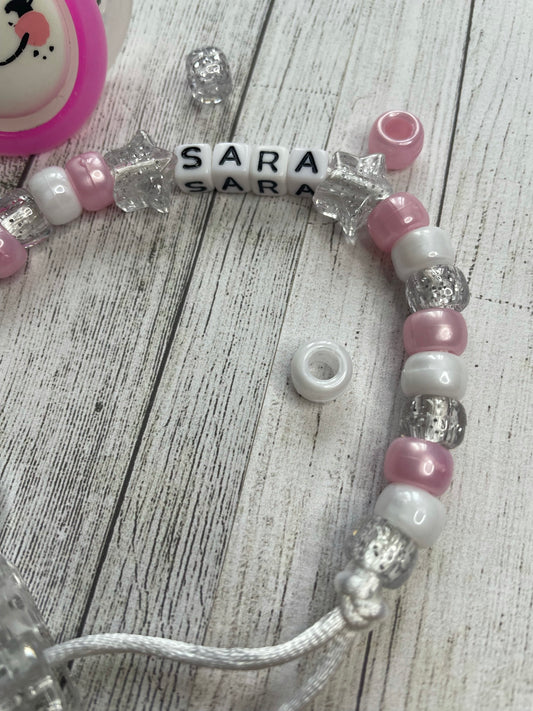 Pink & White Personalised Reborn Dummy Clip 02