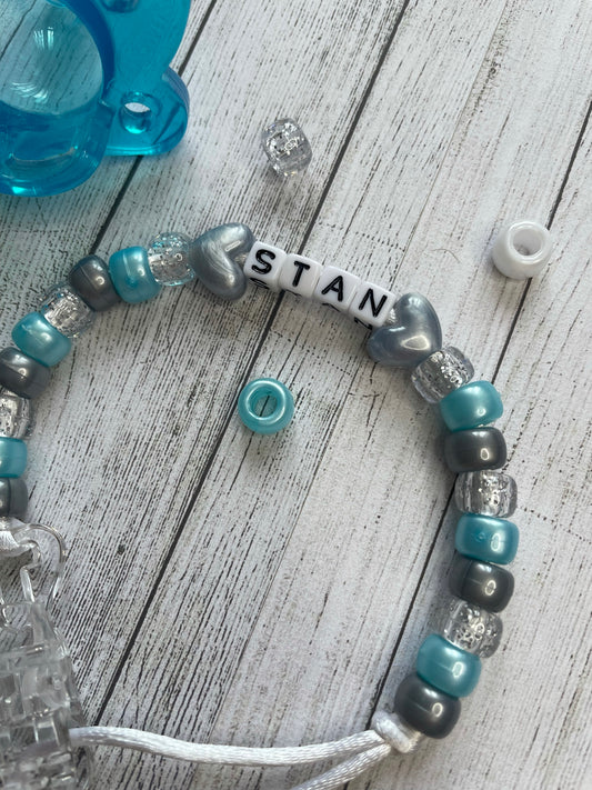 Light Blue & Silver Personalised Reborn Dummy Clip 08