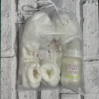 Christmas White with Pink or Blue Candy Cane Reborn Doll Gift Set