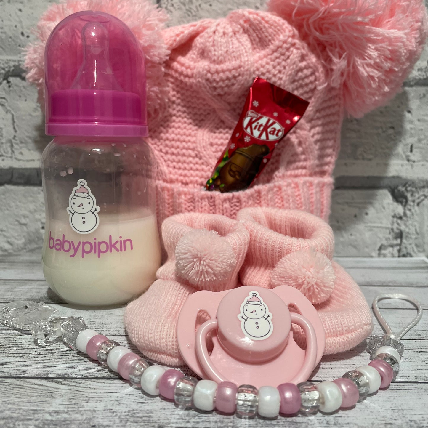 Christmas Pink Snowman Reborn Doll Gift Set